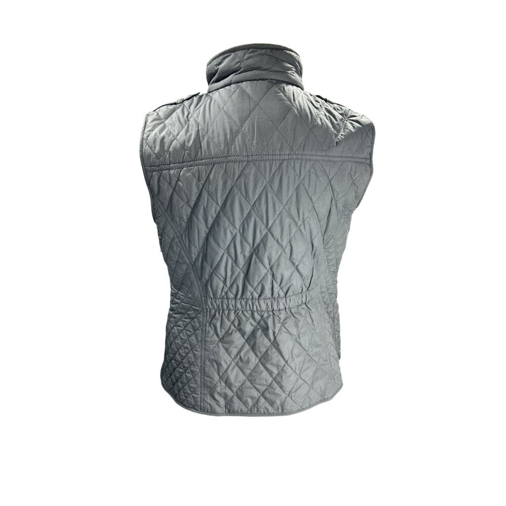 Talbots Womens Quilted Puffer Vest S Black Faux Leather Trim Polyester - Picture 3 of 11